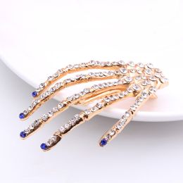 New Designer Claw Hair Clips Hip Hop Halloween Claw Hairclips Rhinestone Gold Plated Hair Barrenttes Fashion Jewelry 6 Colors