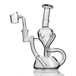 7.3inchs Recycler Bong Hookahs Heady Glass Oil Rigs Smoke Pipe Unqiue Water Bongs With 14mm Banger