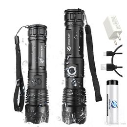 LED Flashlight XHP50 Lamp bead Support zoom 5 lighting modes Torch By 18650 or 26650 battery For outdoor activities