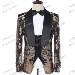 Terno Masculino Slim Fit 2019 Brand Tuxedo 3 Piece Suits Men Paisley Embroidery Wedding Dress Groom Suits Costume Homme Mariage