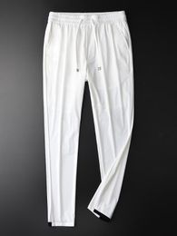 New Summer Men Pants Luxury Silky Cool Elastic Waist Men Casual Pants Plus Size 3XL 4XL Fashion Ice Silk White Man