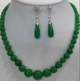 Necklace FREE SHIPPINGPretty real nature green jade necklace earring set Natural jewelry