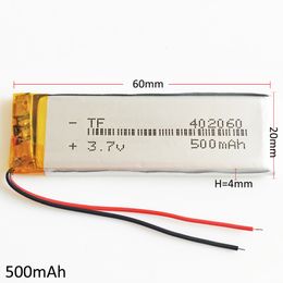 power dvd Canada - Model:402060 3.7V 500mAh Lithium Polymer Rechargeable Battery LiPo cells power For Mp3 headphone DVD GPS mobile phone Camera psp game Toys