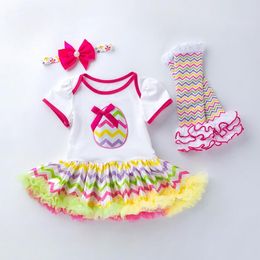 Ostern Baby Outfits Baby Mädchen Hase Strampler Dot Welle Schleife Beinwärmer Schuhe 3PCS Sets Cartoon Kaninchen Mädchen Kleidung Sets Boutique Kinder Kleidung