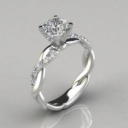 2020 women explosion models popular new ring women's two-color twist diamond ring wedding engagement zircon ring