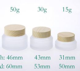 15g 30g 50gTravel Jars for Creams Cosmetic Can Set Wood Grain Frosted Glass Portable Cream Box 1oz Glass Container