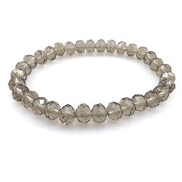 Grey Colour 8mm Faceted Crystal Beaded Bracelet For Women Simple Style Stretchy Bracelets 20pcs/lot Wholesale