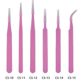 Wholesale Beauty Pink Tweezers CS-10 CS-11 CS-12 CS-13 CS-14 CS-15 for Eyelash Extensions Nail Art Nippers Phone Tools