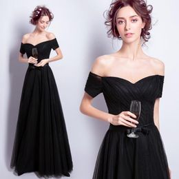 High Quality Off-Shoulder Short Sleeves Long Bridesmaid Dresses With Ruffles Floor Length Wedding Guest Dresses Custom Made Lace-up Back