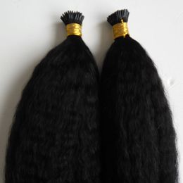 Brazilian kinky straight Hair I tip hair extension 200g 1g/strand 2 bundles coarse yaki Pre Bonded Non Remy 100% Human Hair