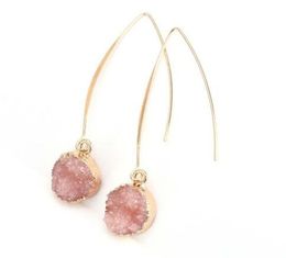 Fashion Resin Stone Earrings Druzy Drusy Earrings For Women Gold Plating Round Circle Shape Ear Best Jewellery Gifts GB1262