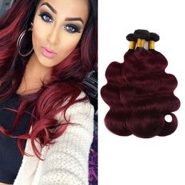 Brazilian Virgin Hair Wefts 4 Bundles 1B 99J Ombre Human Hair Extensions 95-100g/piece Body Wave 4 Pieces/lot 1b/99j Two Tones Color