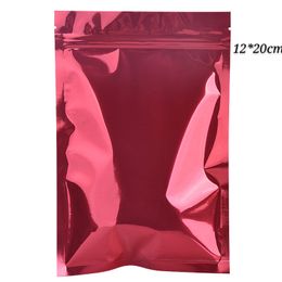 12*20cm (4.72*7.87inch) red plastic packaging bags food storage packing Aluminium foil bag zipper seal pouch zip lock ziplock smell proof flat