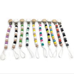 Baby Teether Molar Chain Infant Natural Wooden Teethers Newborn Fingers Exercise Toys Colourful Silicon Beaded Soother Chains A864