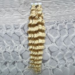 kinky curly Machine Made Remy Tape In Human Hair Extensions 100g 40pc 100% Real Remy Brazilian Human Hair Skin Weft Tape in Hair