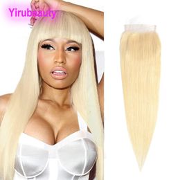 Malaysian Human Hair 4X4 Lace Closure 613# Blonde Silky Straight Virgin Hair Closures With Baby Hairs