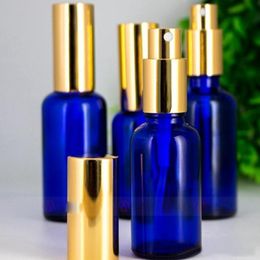 High Quality 30ml Sprayer Perfume Bottle Blue Empty Glass Spray Atomizer Bottles With Gold Cap Free Shipping 330pcs/lot