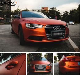 Satin Chrome Matte Orange Vinyl Wrap Car Wrap With Air Release Whole Car Wrapping Covering Foil 1.52x20m/Roll / 5ft*65ft