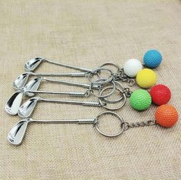 Round Ball Golf Stick Decor Split Ring Keychain Fob Key Chains Creative Gifts