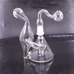 High quality glass bong recycler dab rig bong 14mm Female Mini Oil Rigs Dab Beaker Water Bong for Smoking with 14mm glass oil burner pipe