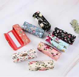 Women Lipstick Case Retro Embroidered Flower Designs With Mirror Packaging Lip Gloss Box Jewellery Packaging Storage Box301n