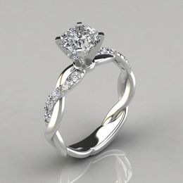 solitaires engagement rings UK - Braid diamond ring women Gold silver engagement wedding rings fashion jewelry will and sandy