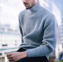 Men's Designer Sweater Spring Autumn High Neck Long Sleeve Solid Color Blue Black Wine Red Sweater