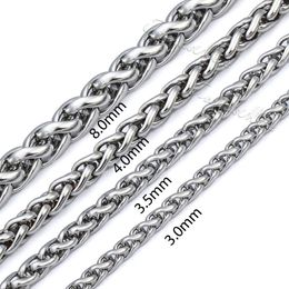 Wholesale 1/3pcs 5mm 316L Stainless Steel Wheat Chain Bracelet Necklace 7-40"