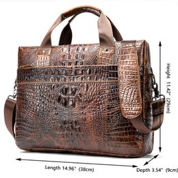 2021 Men's Briefcase Crocodile Pattern Cowhide Leather Briefcases Male Shoulder Bag Commercial Business Office Bags for Men 5555