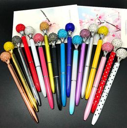 Big Diamond Crystal Pen Gem Ballpoint Pen Metal Ring Roller Ball Pens Wedding Gift Office School Supplies