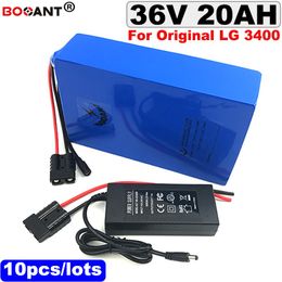 Best E-bike lithium battery 36v 20ah 10pcs/lots lowest price 36v 500w 800w electric bike battery for LG 18650 cell +2A Charger