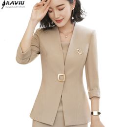 Professional blazer female 2018 new fashion temperament summer half sleeve slim jacket women office ladies plus size formal coat LY191122