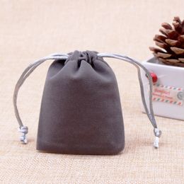 5*7cm/7*9cm/9*12cm/10*16cm/13*18cm/15*20cm Packing Drawstring Gray Color Velvet Pouch Sachet Gift Bag For Jewelry Wedding Things