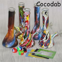 New Design Colorful Bongs Glass Water Pipes Bongs Pyrex Water Bongs with 14mm Joint Beaker Bong Water Pipes Oil Rigs