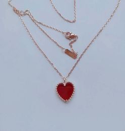 Wholesale- S925 sterling silver necklace red heart temperament ladies necklace red heart agate pendant free shipping