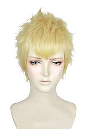 Game P5 Persona 5 Ryuji Sakamoto Short Milk Blonde Layered Cosplay Hair Wig