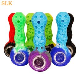 Honeystraw smoking pipe creative Silicone Hand Pipes Tobacco Pyrex Colourful Cute bong with removable glass bowl for Smoking water pipe