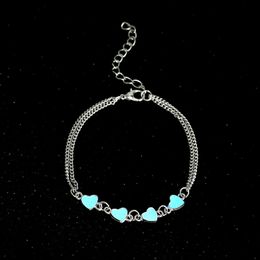 Bohemia Luminous Heart Pendant Anklets Pretty Bracelet on the Leg Lover Anklet Fashion Female Foot Jewellery Party Gift Beach Anklet