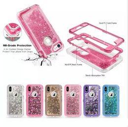 Quicksand Phone Cases Transparent Hard PC Bling liquid Crystal Dynamic All-inclusive Clear Cover for iphone 12 11 Pro XS Max XR X 8 S20 S10Lite Plus