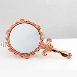 Retro Handle Makeup Mirror Portable Lace Hand Held Make up Mirrors Beauty Makeup Tool Fast Shipping F2105