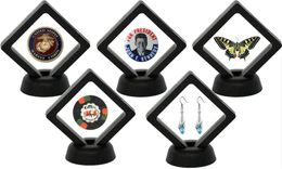 Coin Medals Stamp Display Box Clear 3D Jewelry Floating Frame Shadow Box With A Stand Holder Rings Pendant presentation Case Boxes