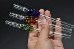 Colourful Thick Pyrex Skull Glass One Hitter Pipe Rolling Philtre Pipes Cigarette Hand Pipe Skull Oil Burners Pipes Hand tobacco Pipe