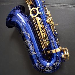 Hohe Qualität Alto Saxophon E Wohnung SAS-54 Blaue Saxophon Gold Key Alto Sax-Musikinstrumente mit Zubehör