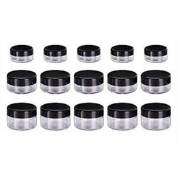 50pcs 2g/3g/5g/10g/15g/20g Plastic Clear Cosmetic Jars Container Black Lid Lotion Bottle Vials Face Cream Sample Pots Gel Boxes