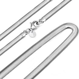 925 Sterling Silver Snake Chains 6mm Flat Men Hip Hop Jewellery Fashion Women Gifts Necklaces with Stamp 16 18 20 22 24 Inches