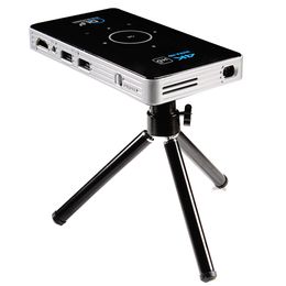 Raypodo DLP mini pocket projector with black and white color, built-in 5000ma battery