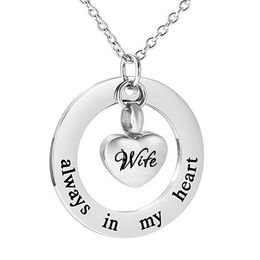 Cremation Jewellery Urn Necklace for Ashes Always in my heart Memorial Heart Urn Pendant beautiful Keepsake -silver