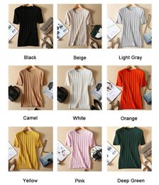 Fashion-Hot Sales Ladies Knitted Cashmere Wool Pullovers Round Neck Short Sleeve Solid Sweater Coat Knit Jumper 2019 Autumn ClothesMX190820