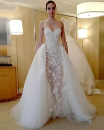 sheath wedding gown Australia - Latest Sweetheart Neck Sheath Wedding Dresses Detachable Train Lace Beaded Button Back Elegant Bridal Wedding Gowns HY4134