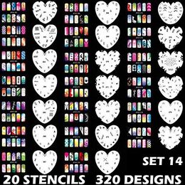 Manicure Stencils Tools DIY Design Airbrushing 20 Pieces Reusable Template Sheet for Airbrush Kit Nail Art Paint Set